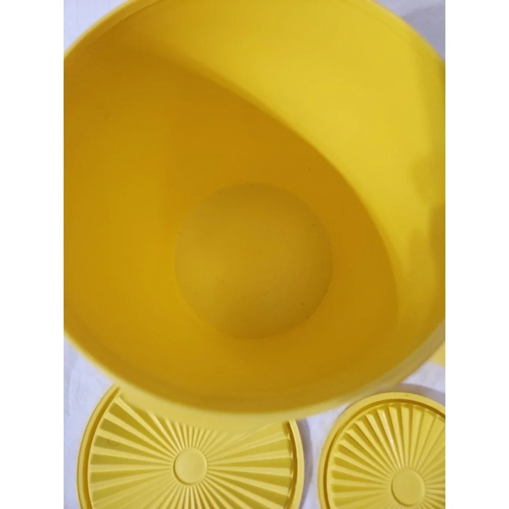 Vintage Yellow Tupperware Canisters Set Of Two 7